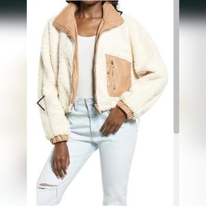 Blank NYC Cream and Tan Bomber Jacket